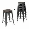 Lot De 4 Tabourets De Bar Industriel Empilable Chaise Haute De Bar 66.5cm Metal Et Bois 150 Kg Pour Cuisine Bistrot Salle à Ma - Avis / Test