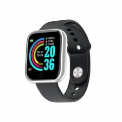 Montre Connectée Sport Femmes Hommes Y68 Argent IP65 Étanche 13- Carré Square Tracker Smart Watch App Fitpro - Avis / Test